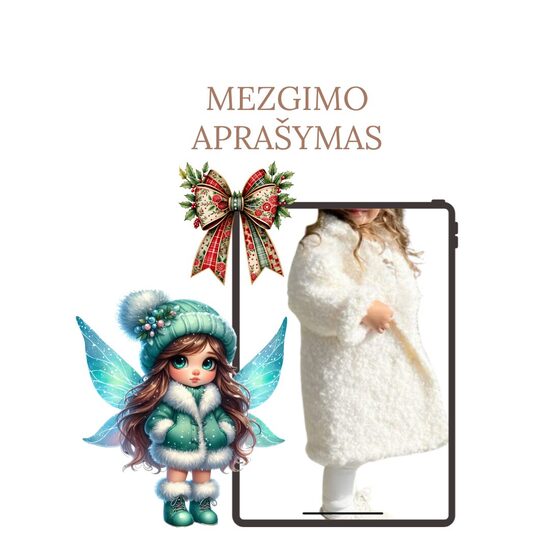 Vaikiško alpakos boucle paltuko mezgimo aprašymas (Anglų ir Lietuvių kalba)